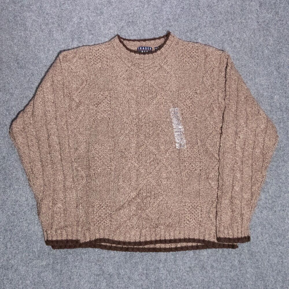 NWT Vintage Trader Bay Cable Knit Silk Wool Pullover Grandpa Sweater Men's Large